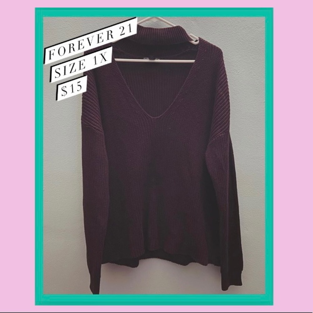Maroon V-Neck Choker Sweater